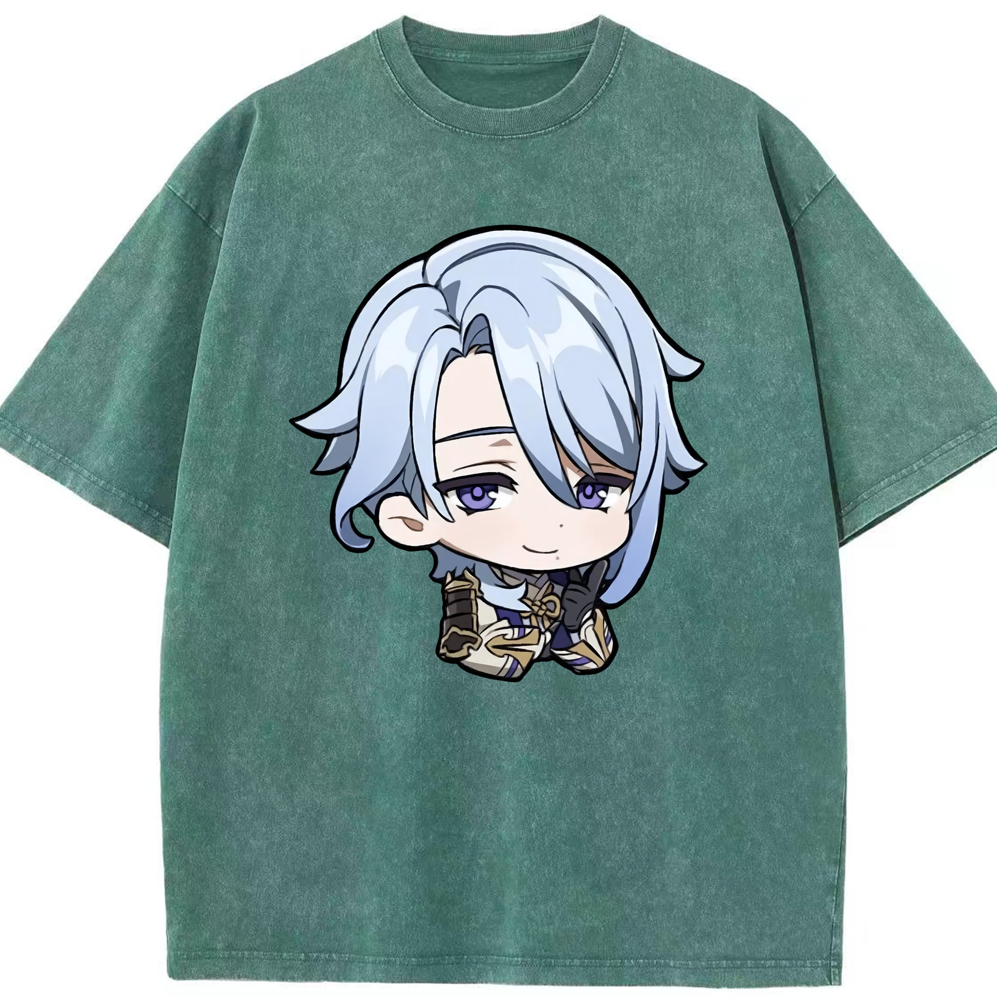 げんし神 神里綾人 かみさとあやと genshin Kamisato Ayato 綿100% ヴィンテージ風 半袖Tシャツ（フロントプリント）
